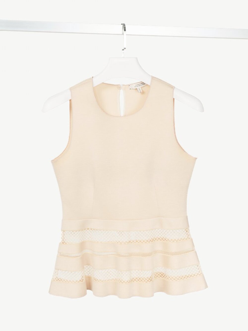 Dorothee Schumacher Beige Neoprene Mesh-Trim Peplum Tank
